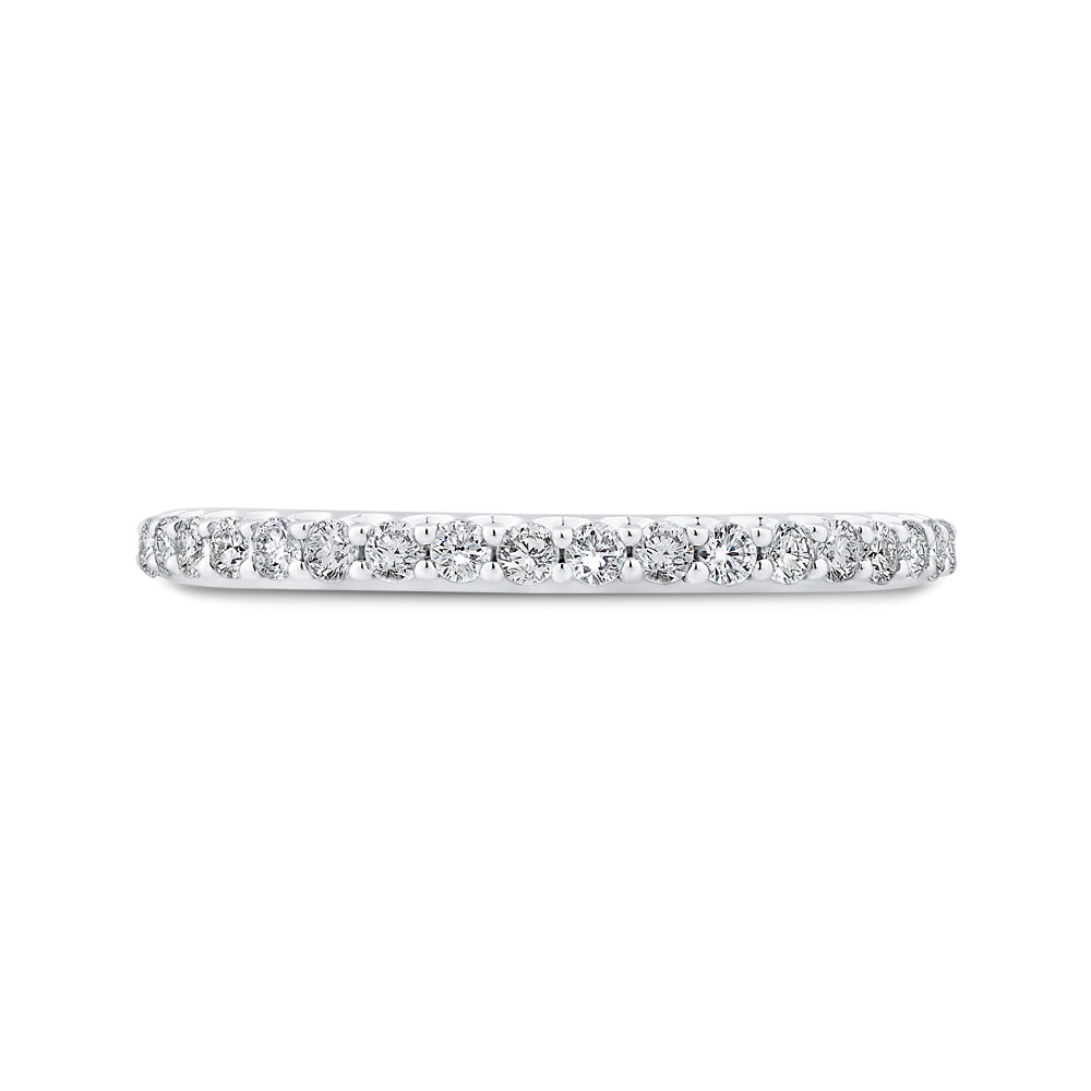 Round Diamond Half-Eternity Wedding Band In 14K White Gold