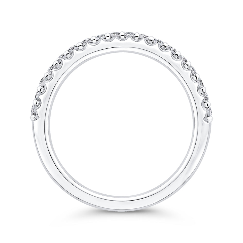 Round Diamond Half-Eternity Wedding Band In 14K White Gold