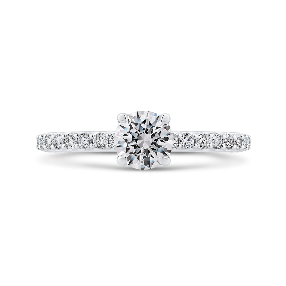 14K White Gold Round Cut Diamond Engagement Ring