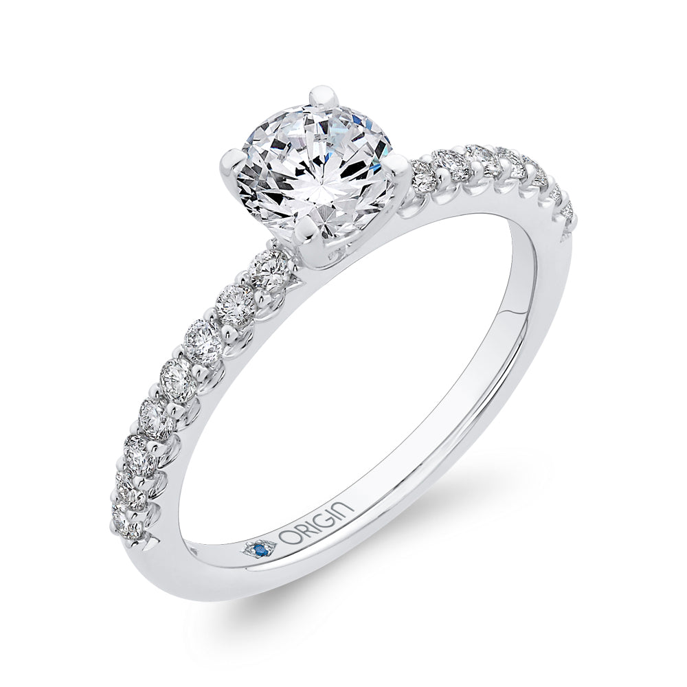 14K White Gold Round Cut Diamond Engagement Ring
