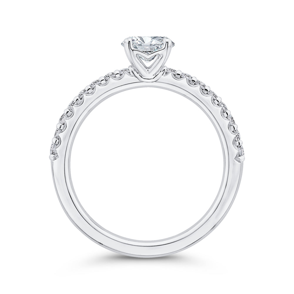 14K White Gold Round Cut Diamond Engagement Ring