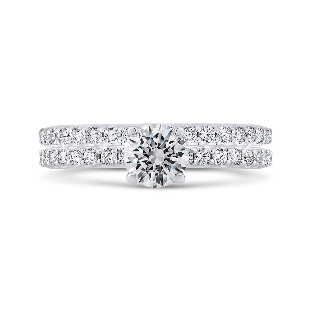14K White Gold Round Cut Diamond Engagement Ring