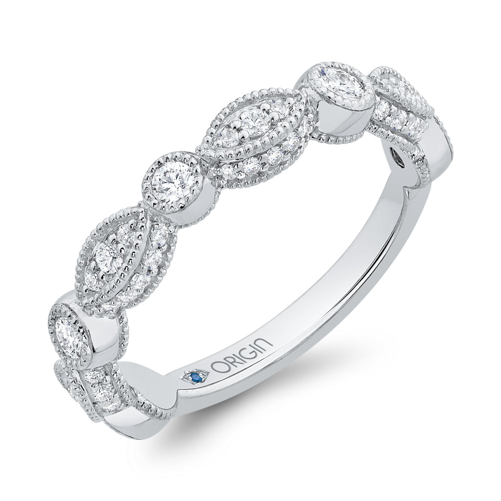 14K White Gold Round Diamond Wedding Band