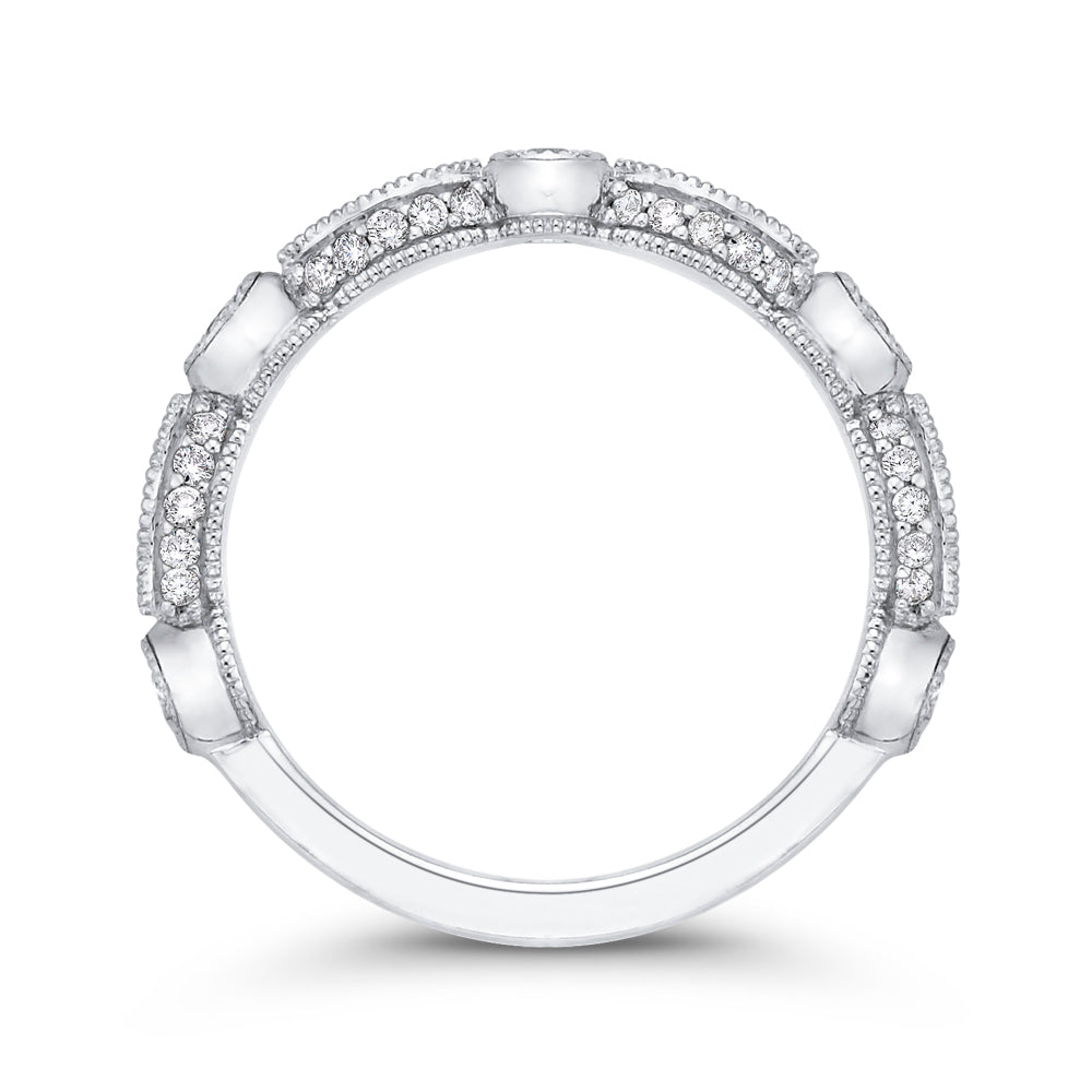 14K White Gold Round Diamond Wedding Band