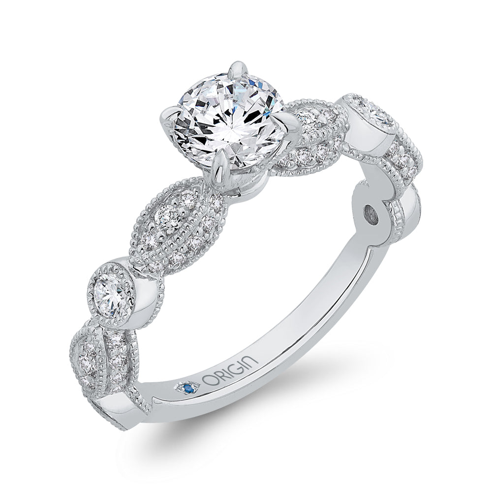 14K White Gold Round Cut Diamond Engagement Ring
