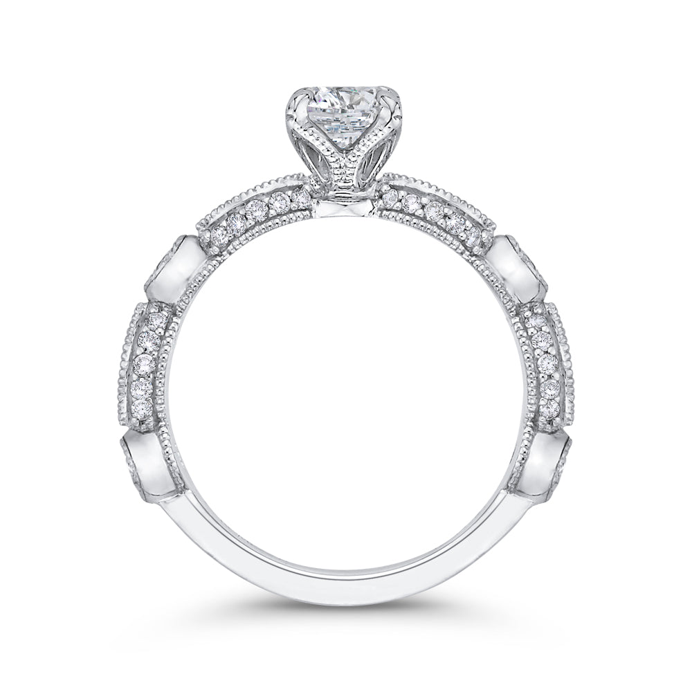 14K White Gold Round Cut Diamond Engagement Ring
