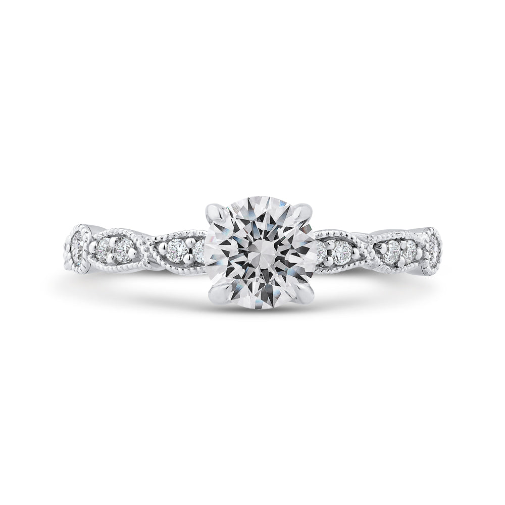 Round Diamond Engagement Ring In 14K White Gold