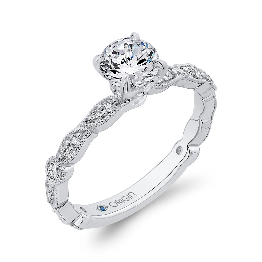 Round Diamond Engagement Ring In 14K White Gold