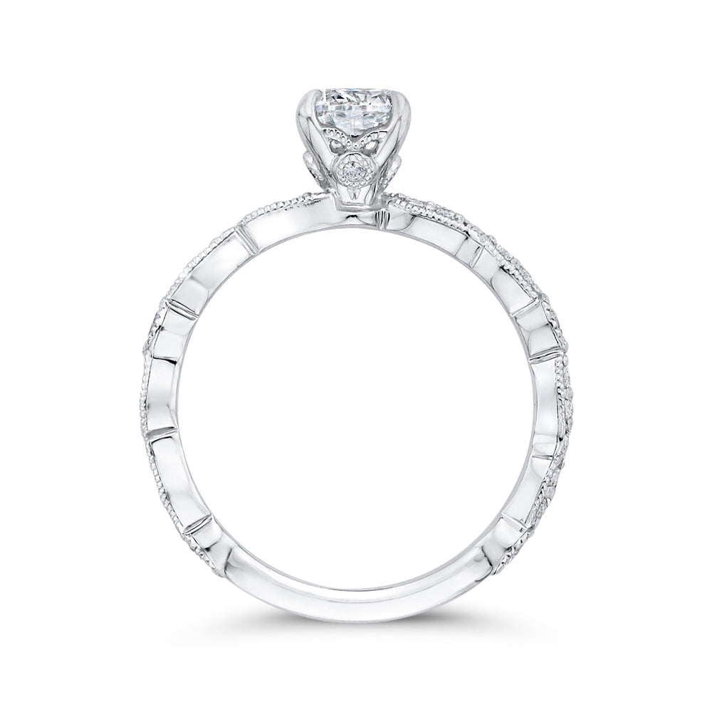 Round Diamond Engagement Ring In 14K White Gold