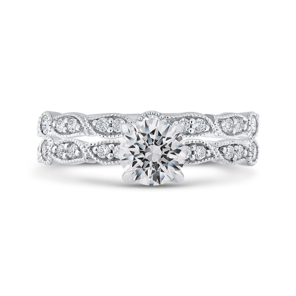 Round Diamond Engagement Ring In 14K White Gold