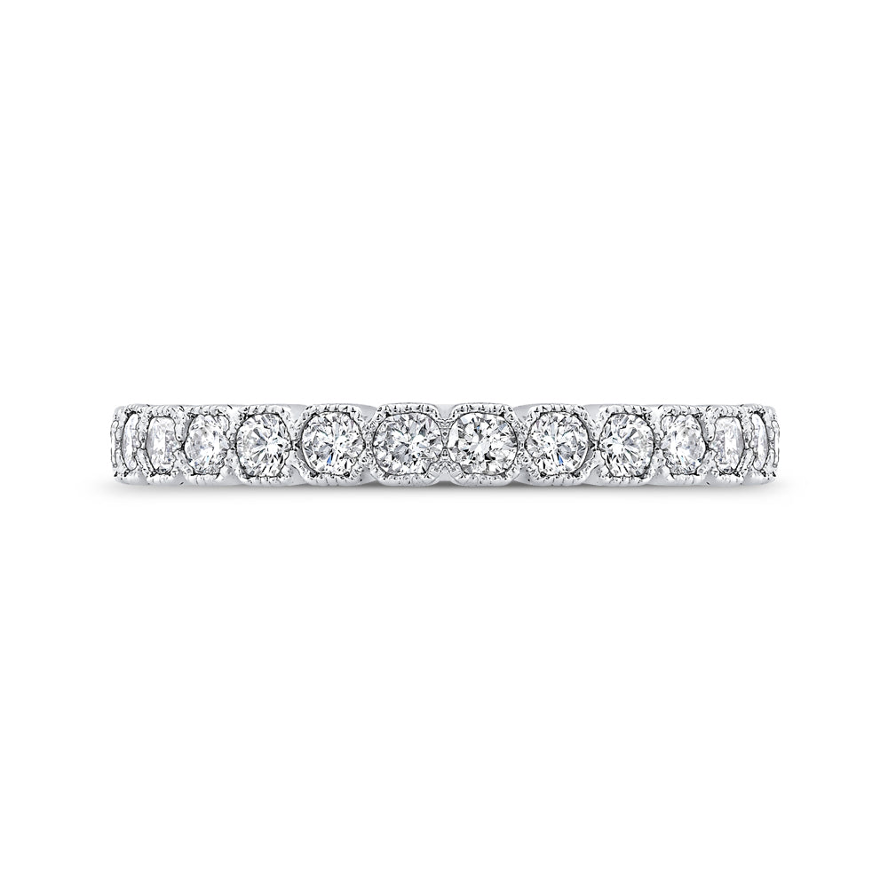 14K White Gold Round Diamond Half-Eternity Wedding Band