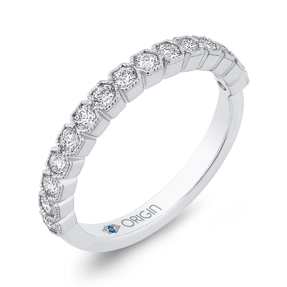 14K White Gold Round Diamond Half-Eternity Wedding Band