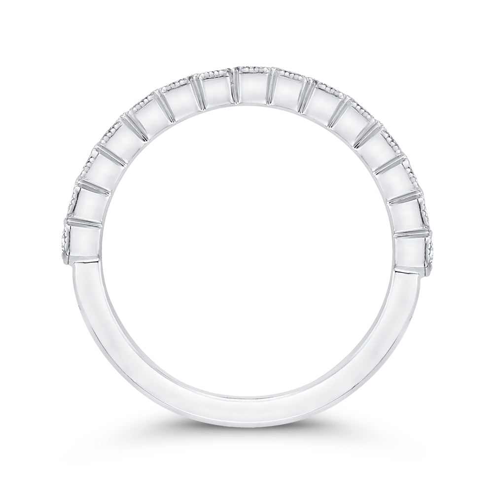 14K White Gold Round Diamond Half-Eternity Wedding Band
