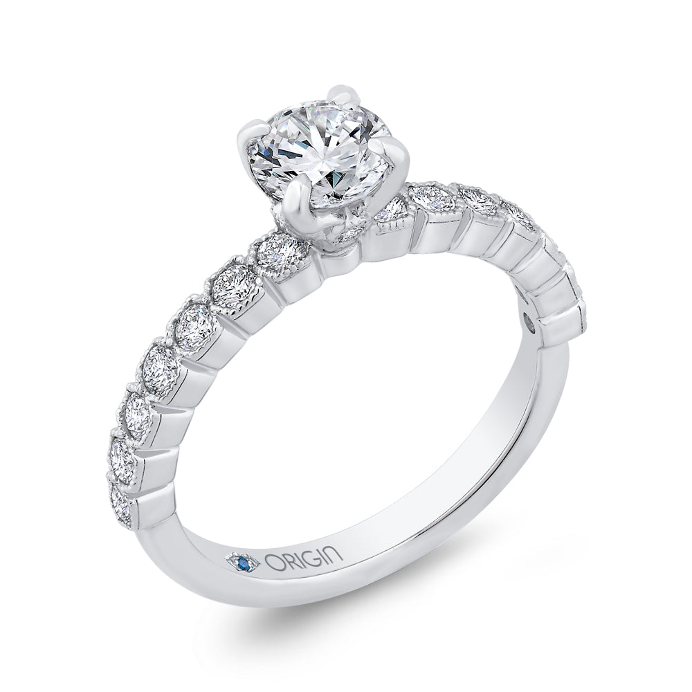14K White Gold Round Diamond Engagement Ring