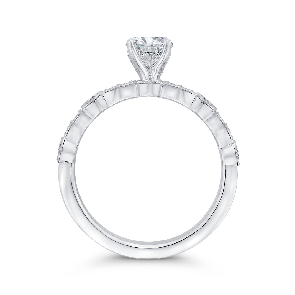 14K White Gold Round Cut Diamond Engagement Ring