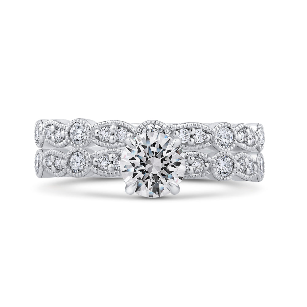 14K White Gold Round Cut Diamond Engagement Ring