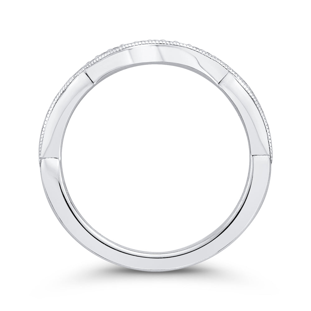 Round Half-Eternity Diamond Wedding Band In 14K White Gold