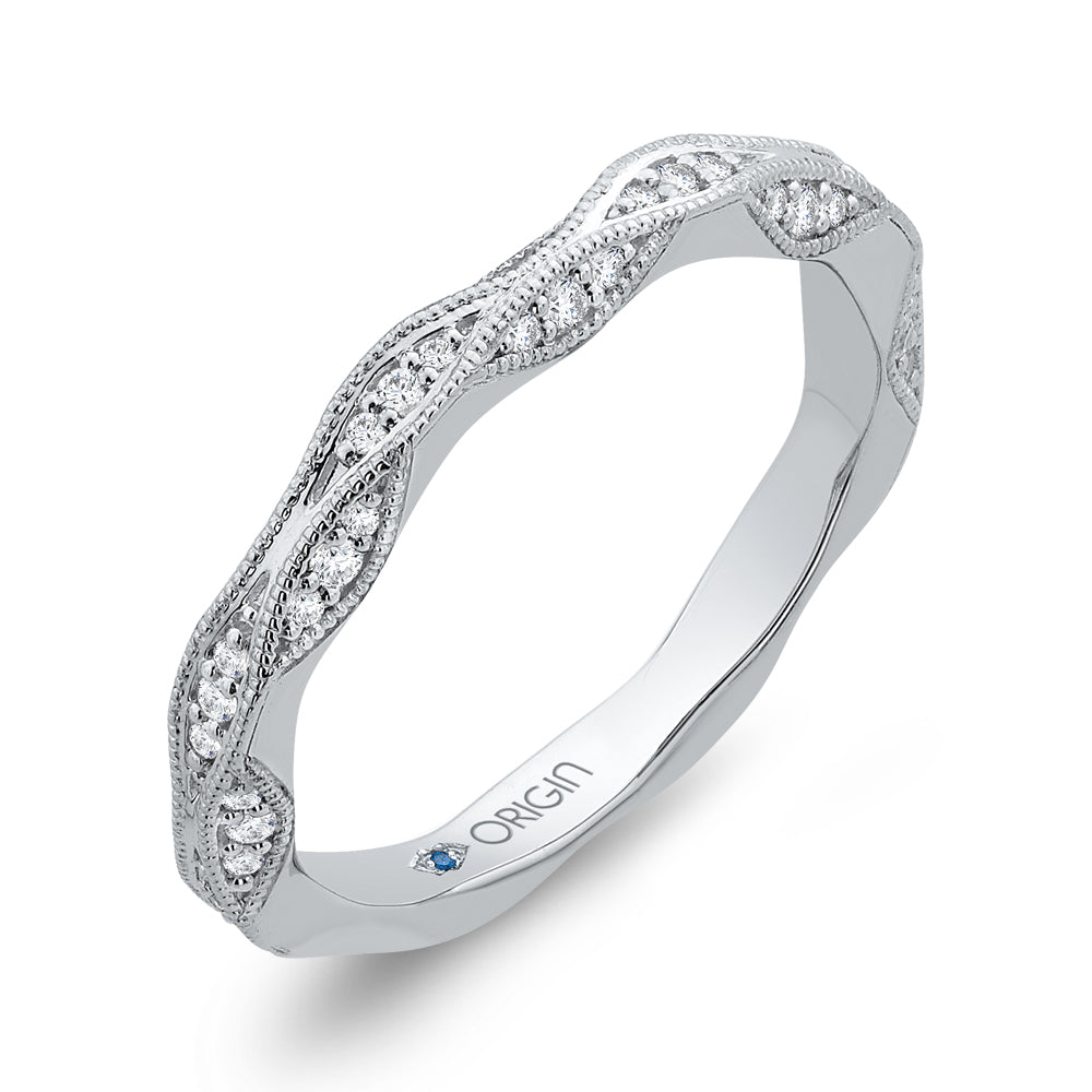 14K White Gold Round Diamond Wedding Band