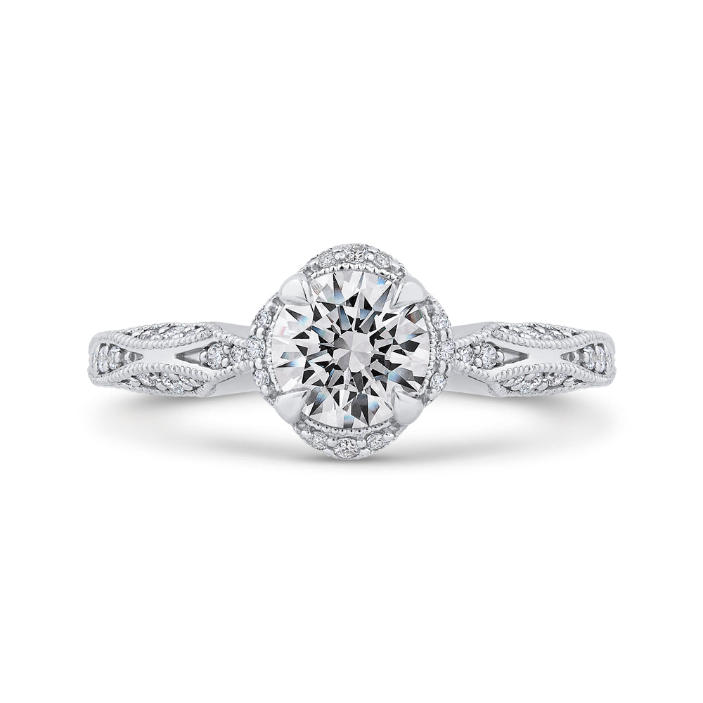 14K White Gold Round Diamond Engagement Ring