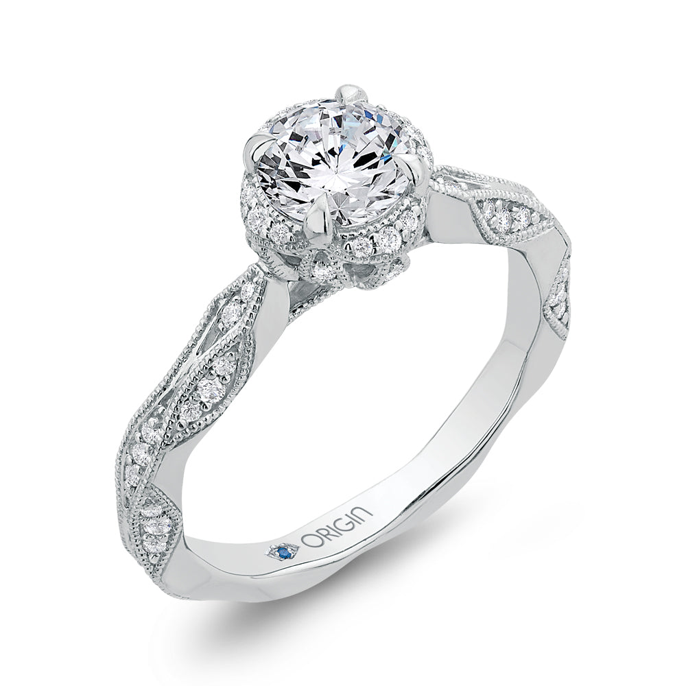 14K White Gold Round Diamond Engagement Ring