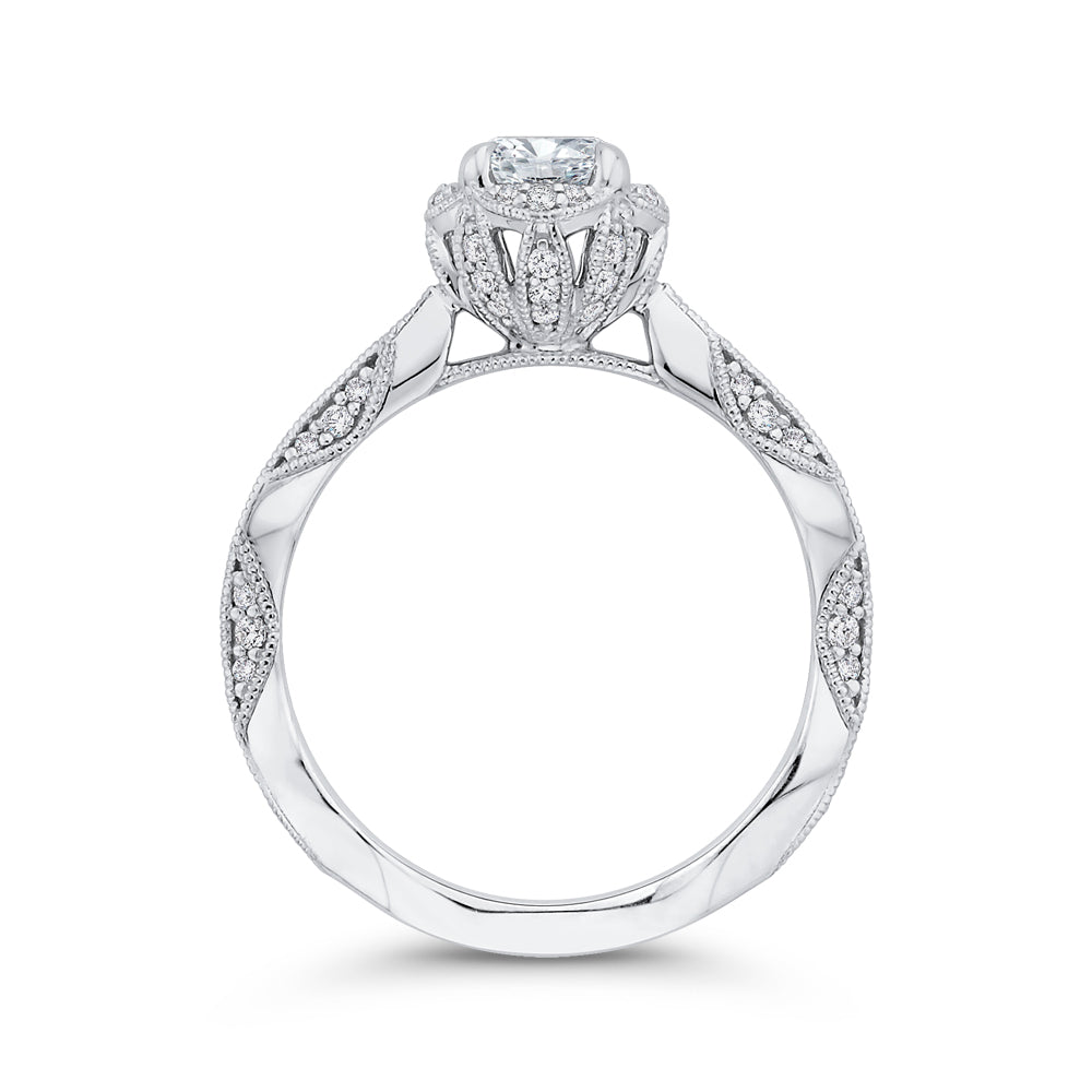 14K White Gold Round Diamond Engagement Ring