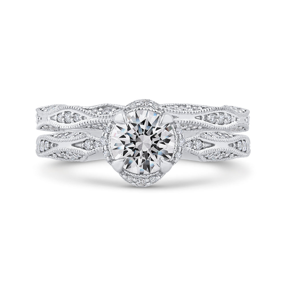 14K White Gold Round Diamond Engagement Ring