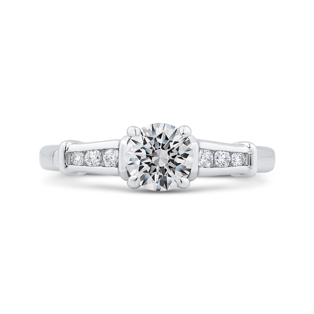 Round Diamond Engagement Ring In 14K White Gold