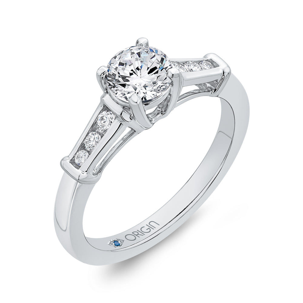 Round Diamond Engagement Ring In 14K White Gold