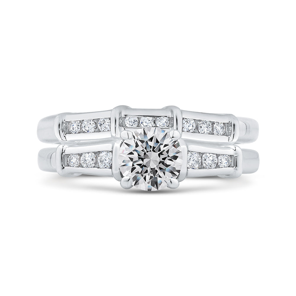 Round Diamond Engagement Ring In 14K White Gold