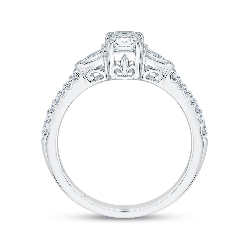 Emerald Cut Diamond Engagement Ring In 14K White Gold