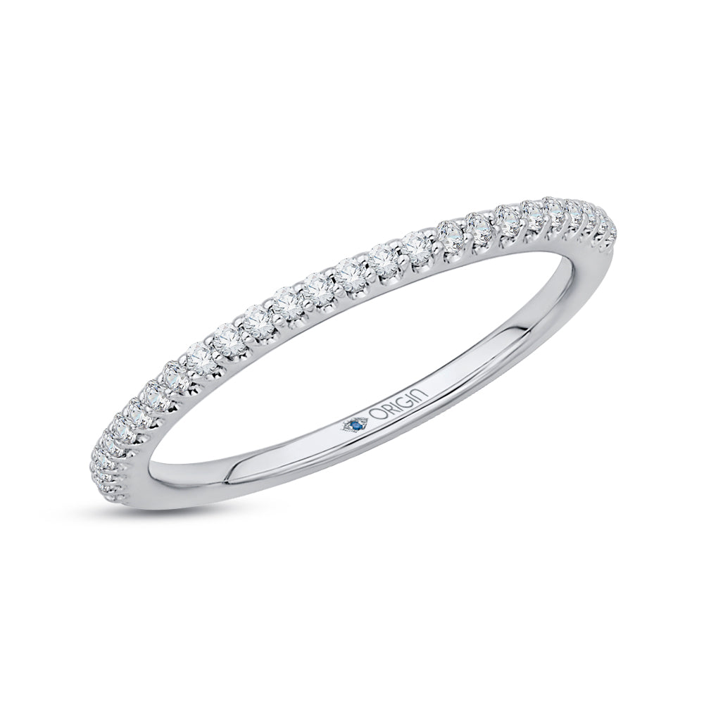 14K White Gold Round Diamond Half-Eternity Wedding Band