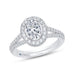 Oval Diamond Halo Engagement Ring In 14K White Gold with Split Shank