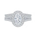Oval Diamond Halo Engagement Ring In 14K White Gold with Split Shank