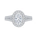 Oval Diamond Halo Engagement Ring In 14K White Gold with Split Shank