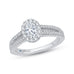 14K White Gold Oval Diamond Halo Engagement Ring with Split Shank