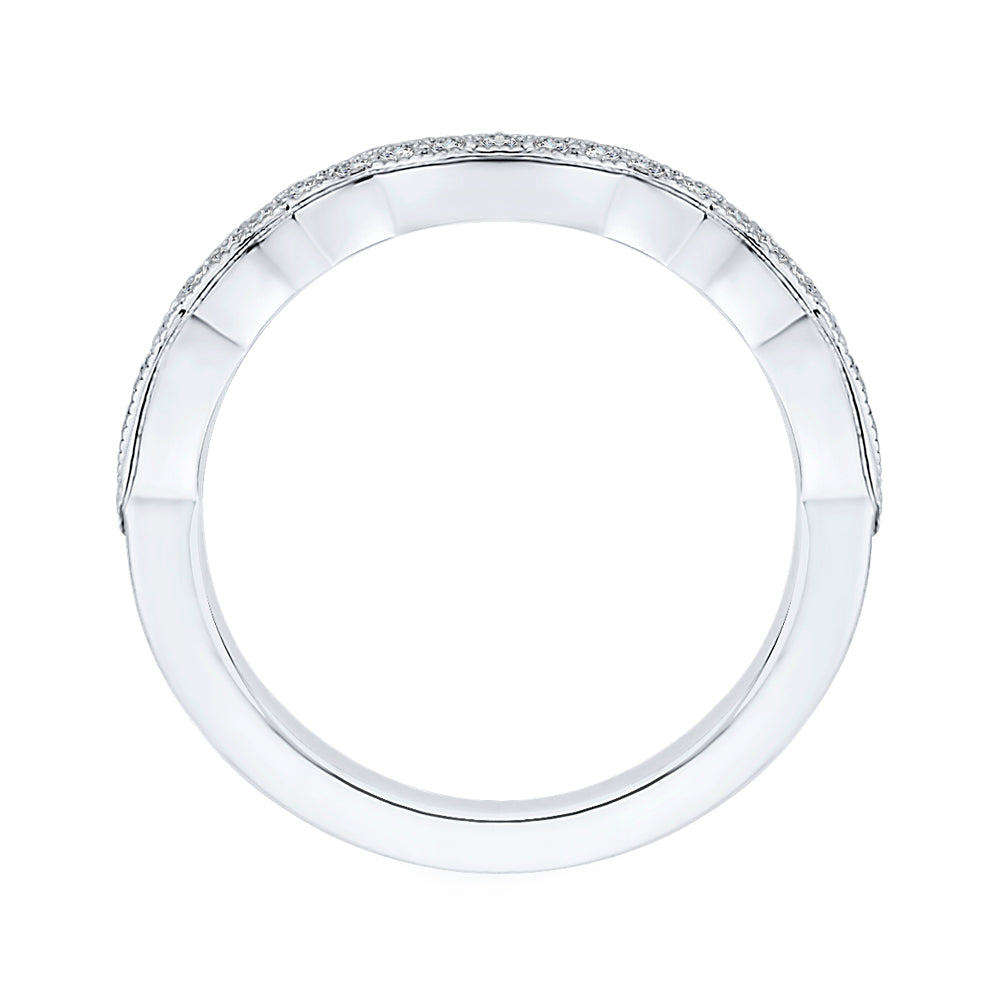 14K White Gold Round Diamond Half-Eternity Wedding Band