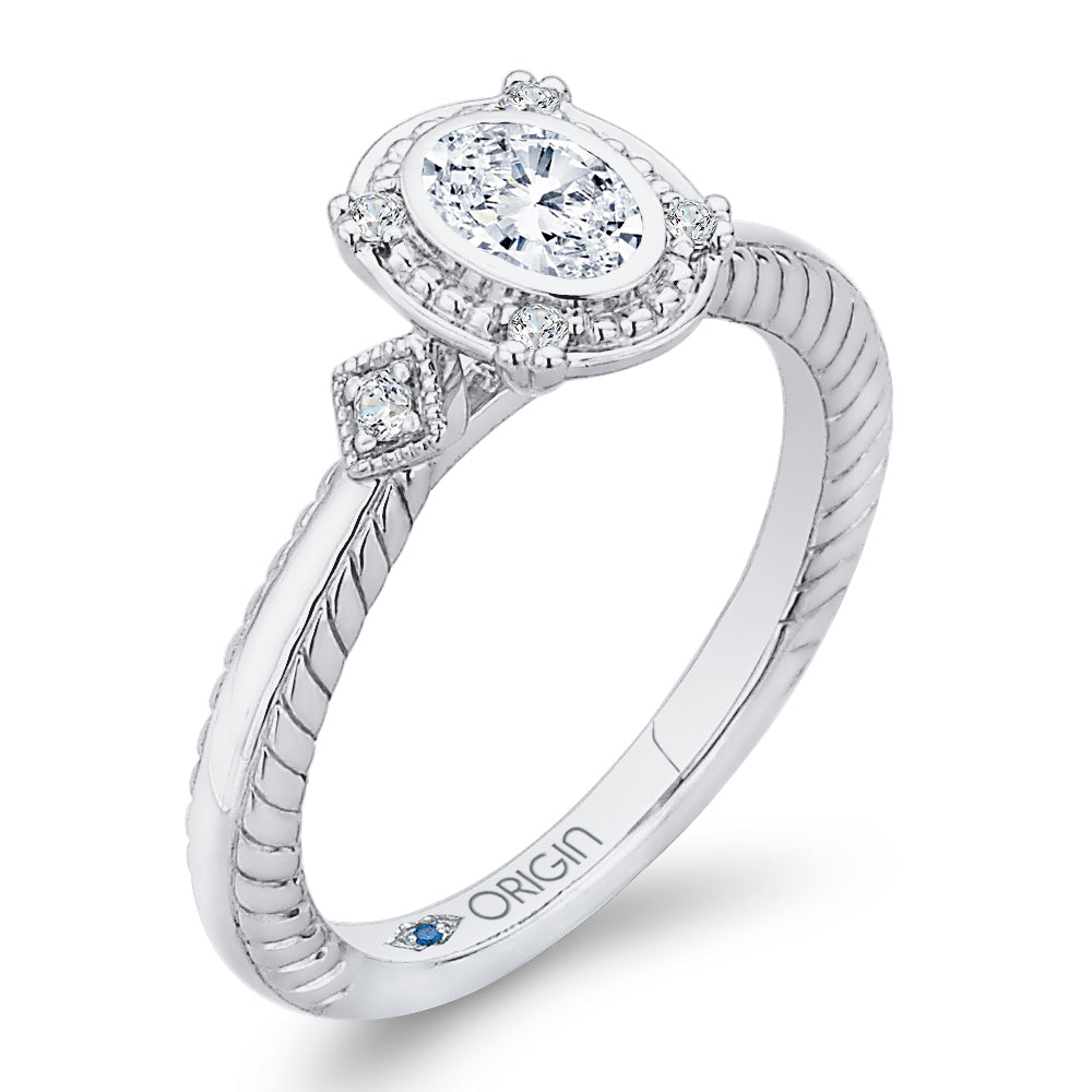 14K White Gold Oval Diamond Engagement Ring