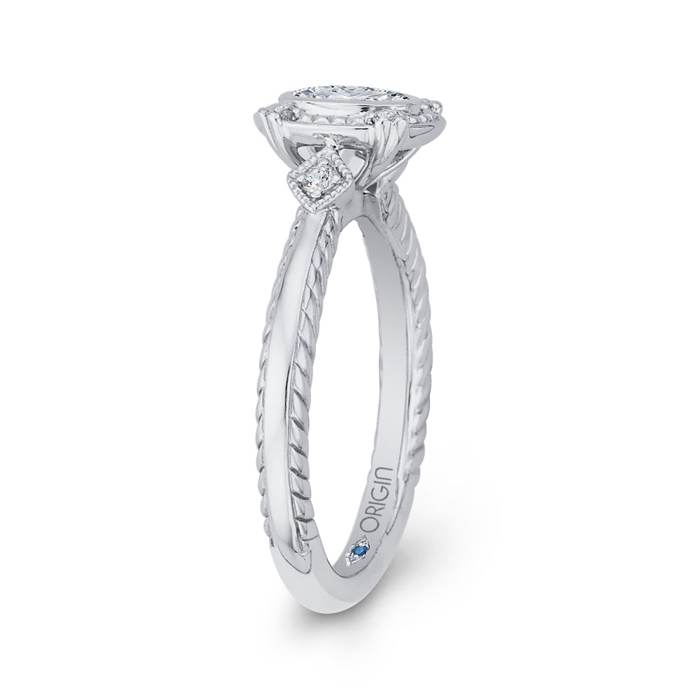 14K White Gold Oval Diamond Engagement Ring