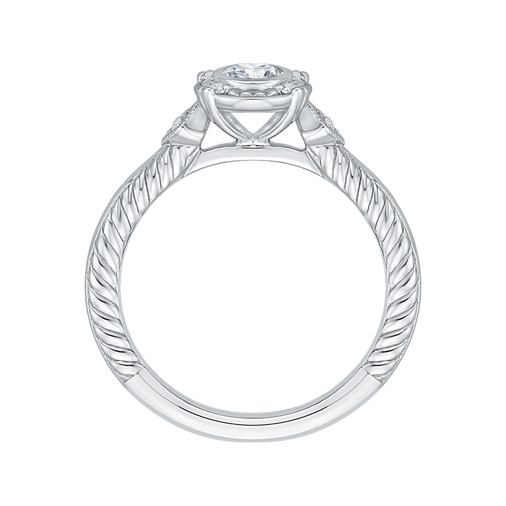 14K White Gold Oval Diamond Engagement Ring