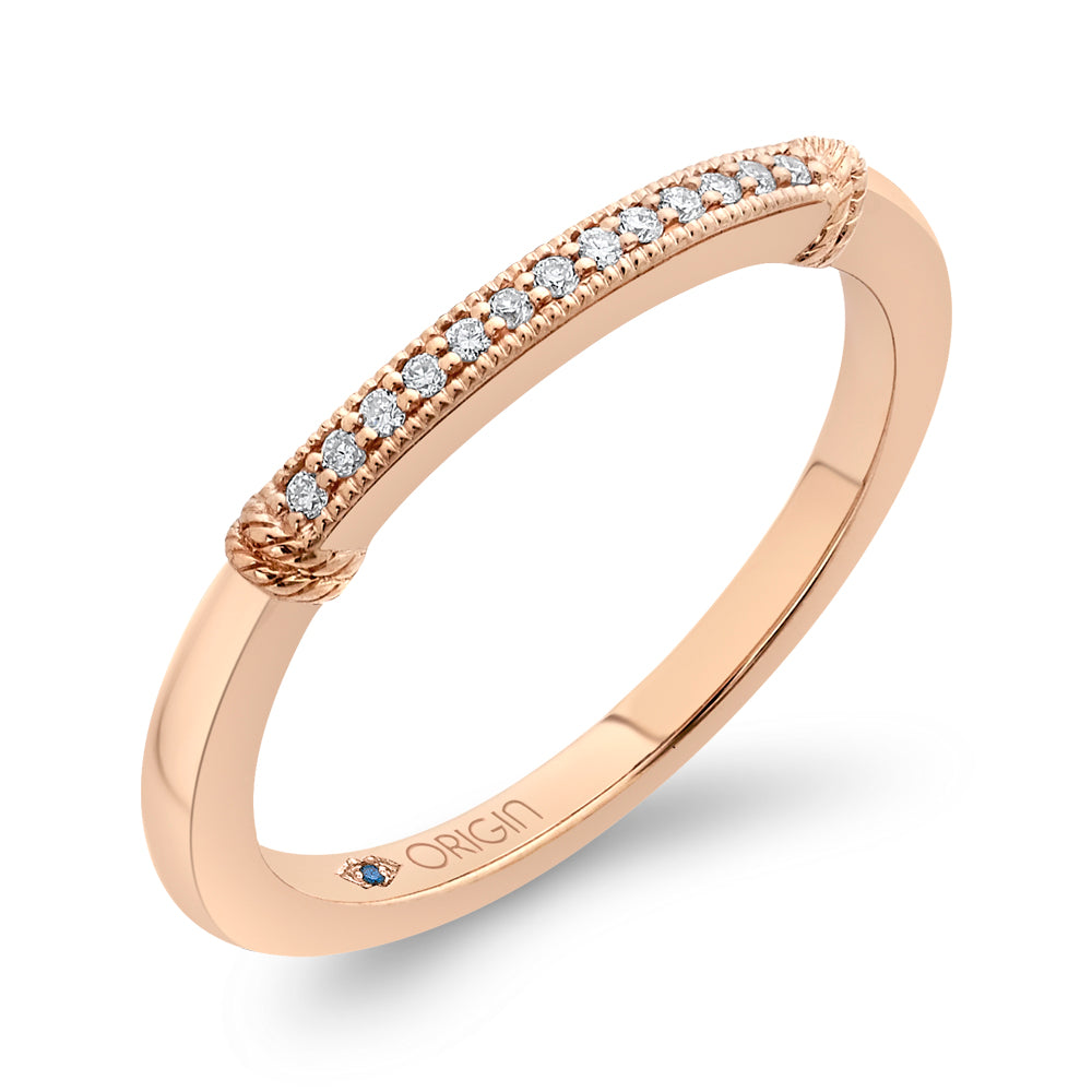 14K Rose Gold Round Diamond Wedding Band