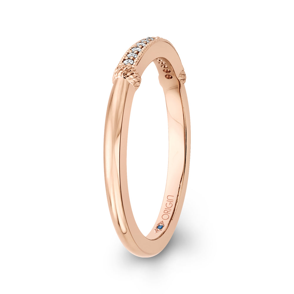 14K Rose Gold Round Diamond Wedding Band