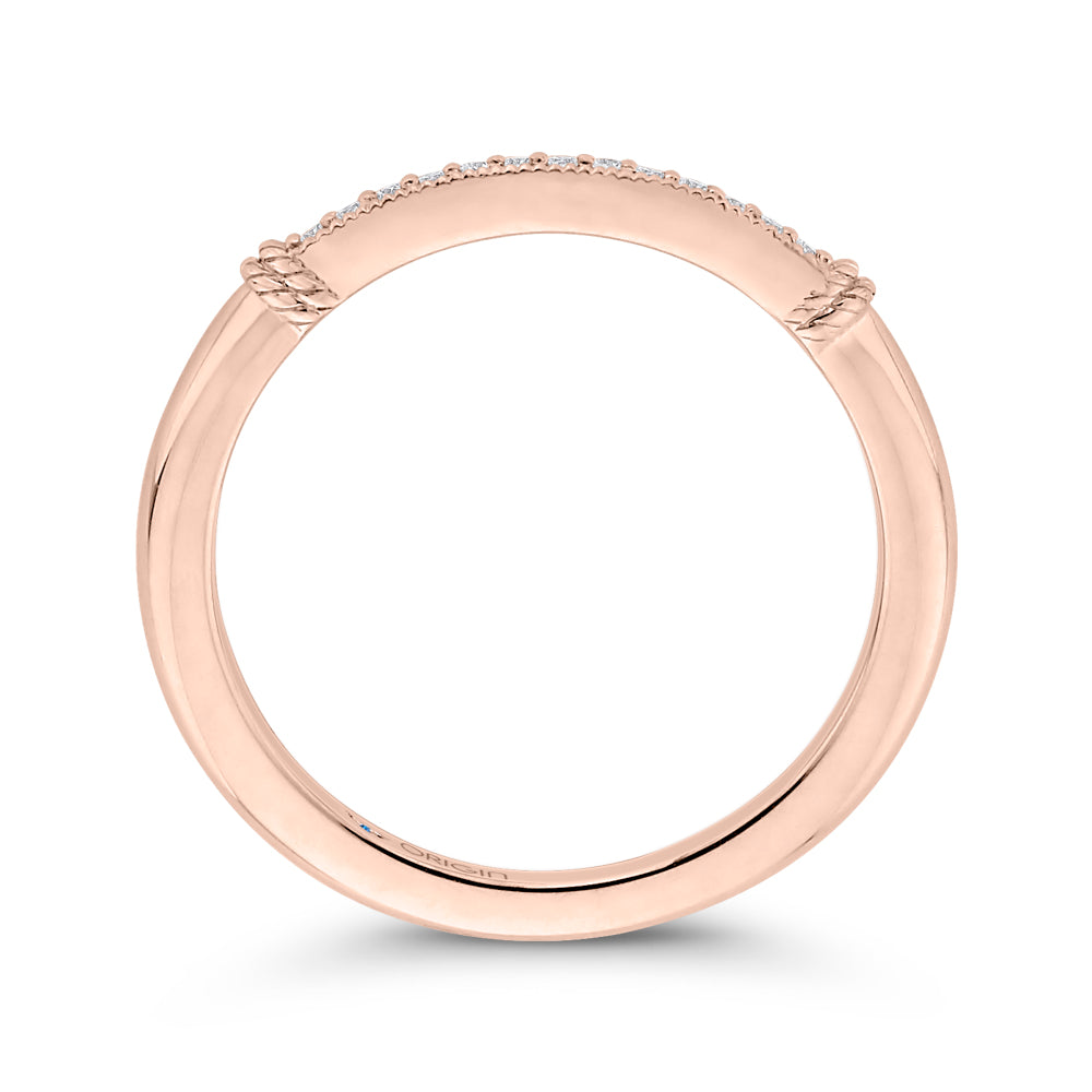 14K Rose Gold Round Diamond Wedding Band