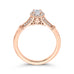 14K Rose Gold Oval Diamond Halo Cathedral Style Engagement Ring with Split Shank