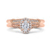 14K Rose Gold Oval Diamond Halo Cathedral Style Engagement Ring with Split Shank