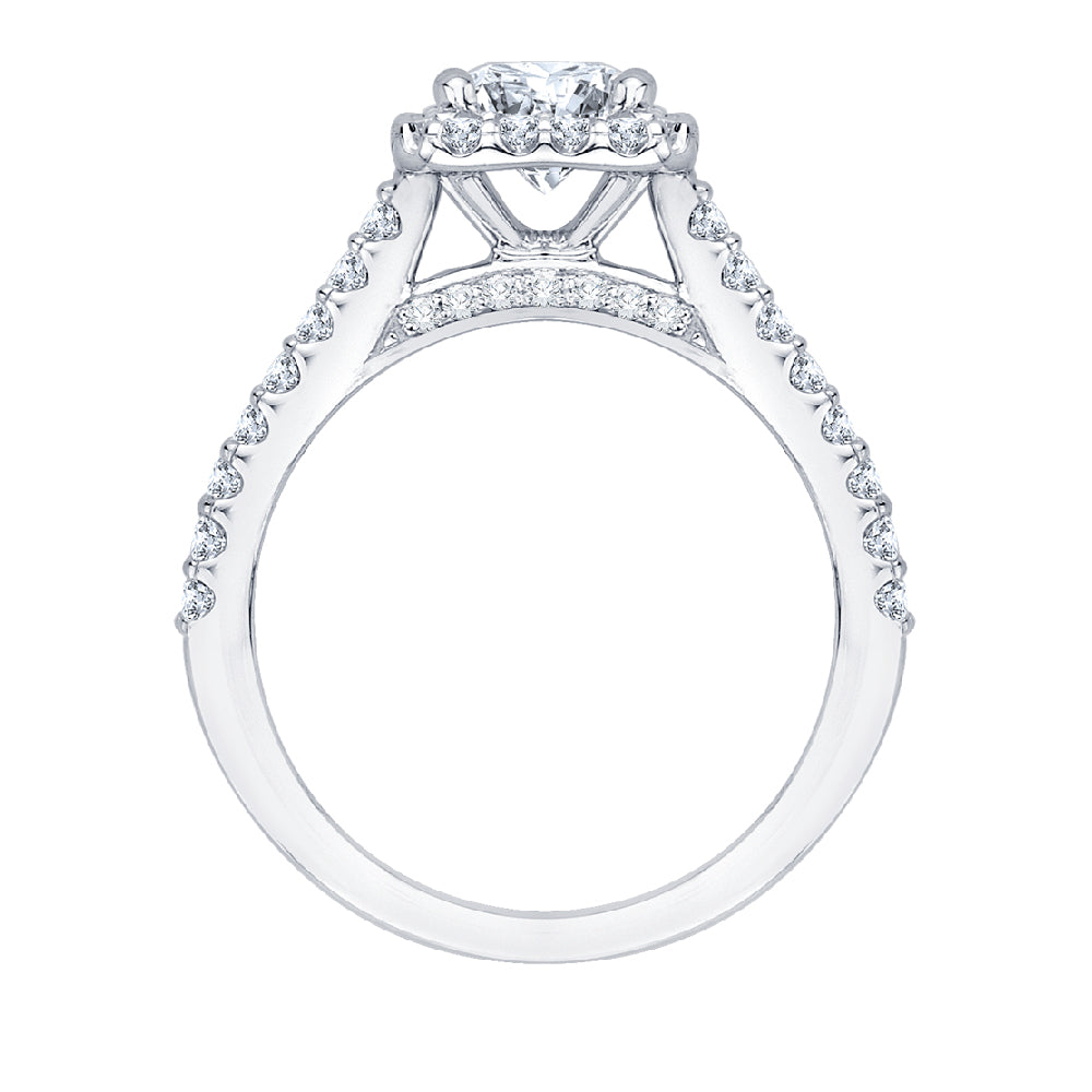 Princess Cut Diamond Halo Engagement Ring with 14K White Gold