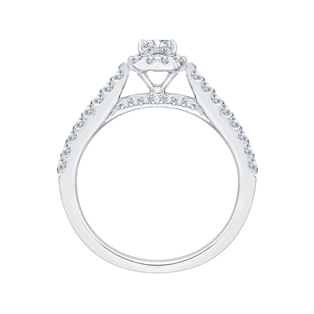 14K White Gold Princess Diamond Halo Engagement Ring