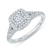 14K White Gold Princess Diamond Double Halo Engagement Ring with Split Shank