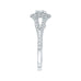 14K White Gold Princess Diamond Double Halo Engagement Ring with Split Shank