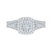 14K White Gold Princess Diamond Double Halo Engagement Ring with Split Shank