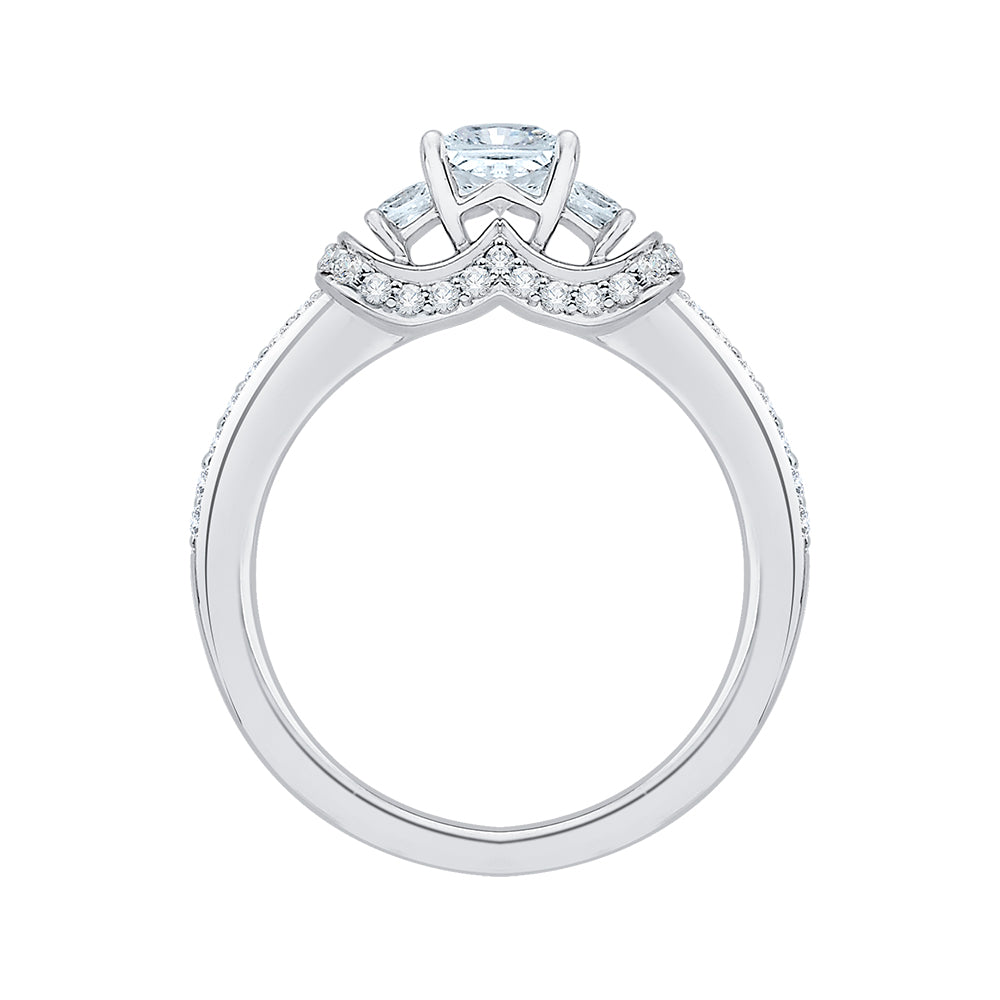14K White Gold Princess Cut Diamond Three-Stone Engagement Ring